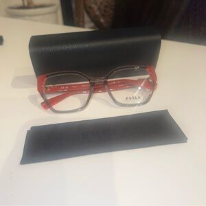 Furla Clear-to-Red Gradient Cat-Eye Eyeglass Frames